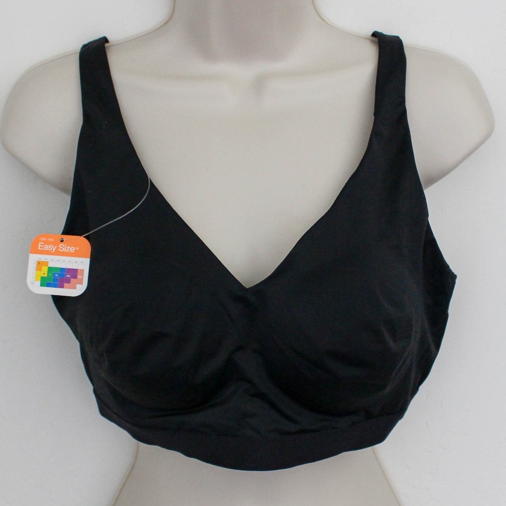 Warners Wireless Bra Large Black Lightly Lined Smooth Invisible Cloud 9 R1041A